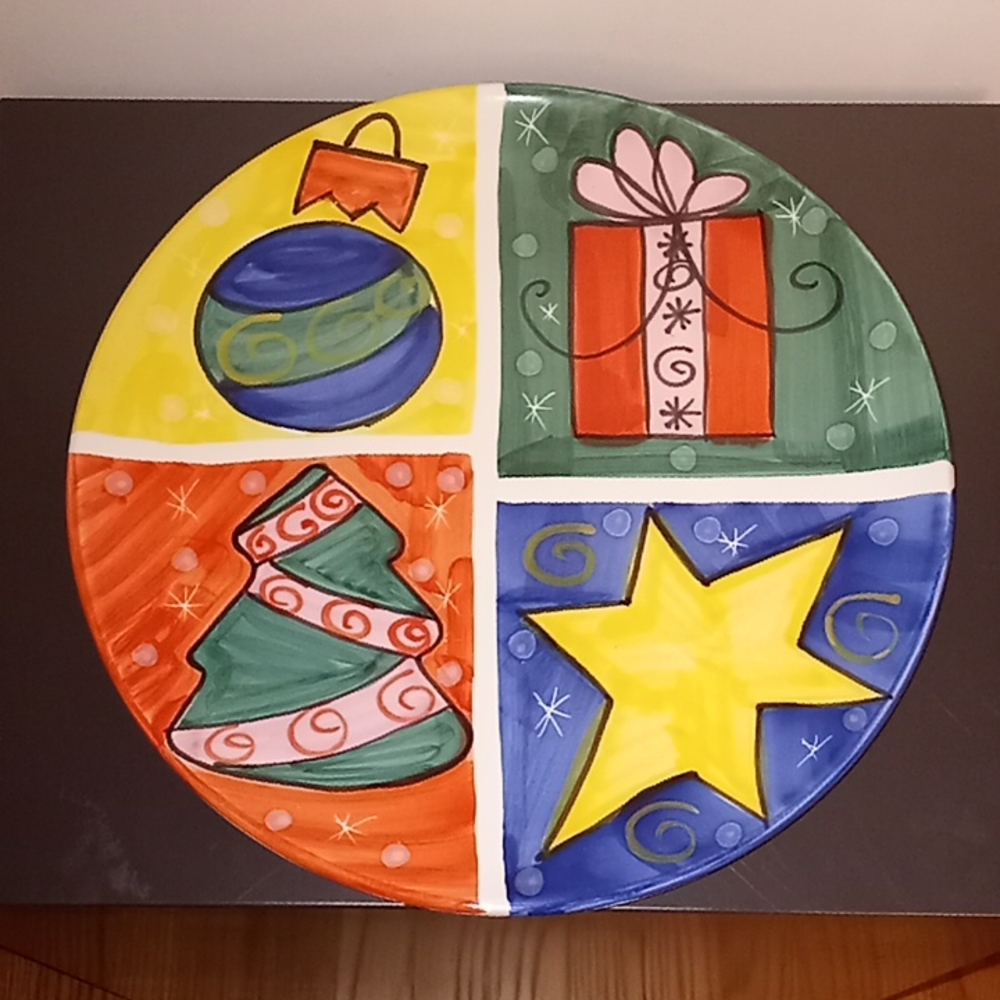 Pier 1 Imports 14' Christmas Holiday Serving Platter Cookie Tray Made in Italy